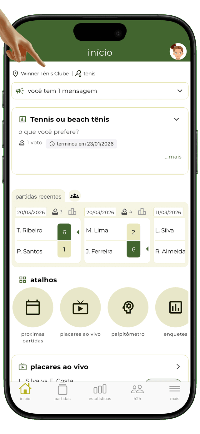 place and sport selector on home screen (1/2)