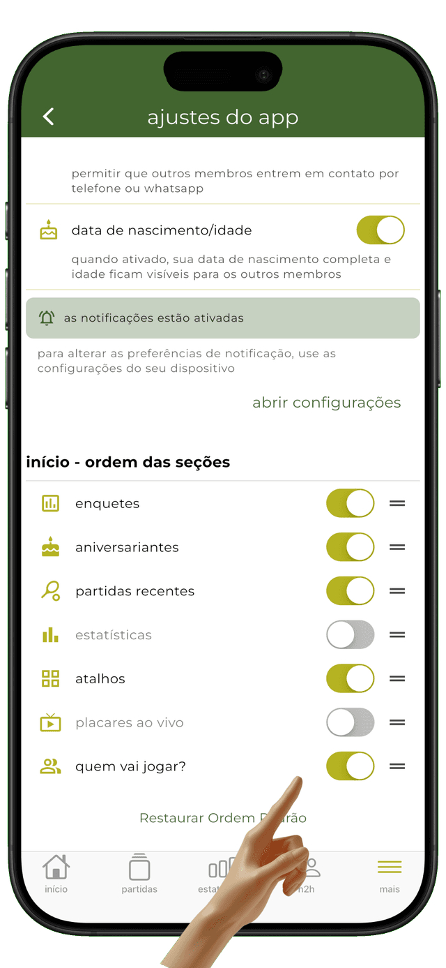 home section reorder settings (2/2)